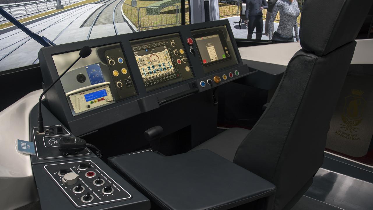 Tram driving simulator station